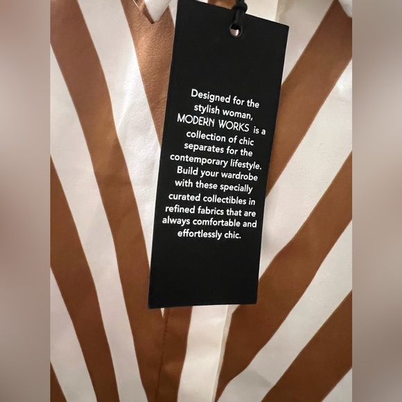 Modern Works Brown and White Print Contemporary Button Down - Picture 5 of 8